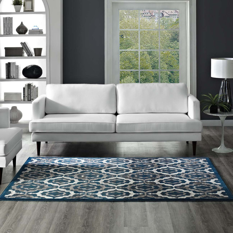 Kalinda Rustic Vintage Trellis Moroccan Blue/Brown Area Rug