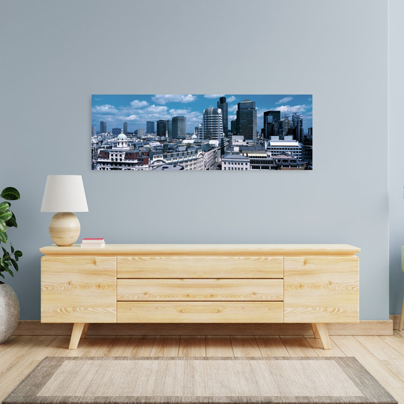 Londres, Angleterre, architecture moderne abstraite, art mural de la ville, H 16 po x l 48 po