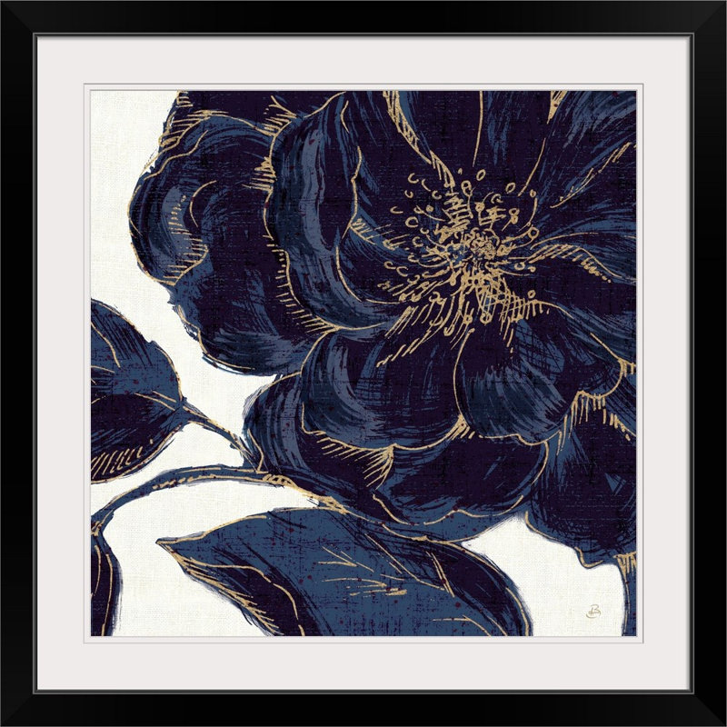 «Indigo Garden II», reproduction d'impression, Cadre noir, H 32 po x l 32 po x P 1 po