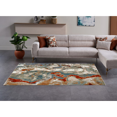 Blace Collection Abstract Contemporary Area Rug