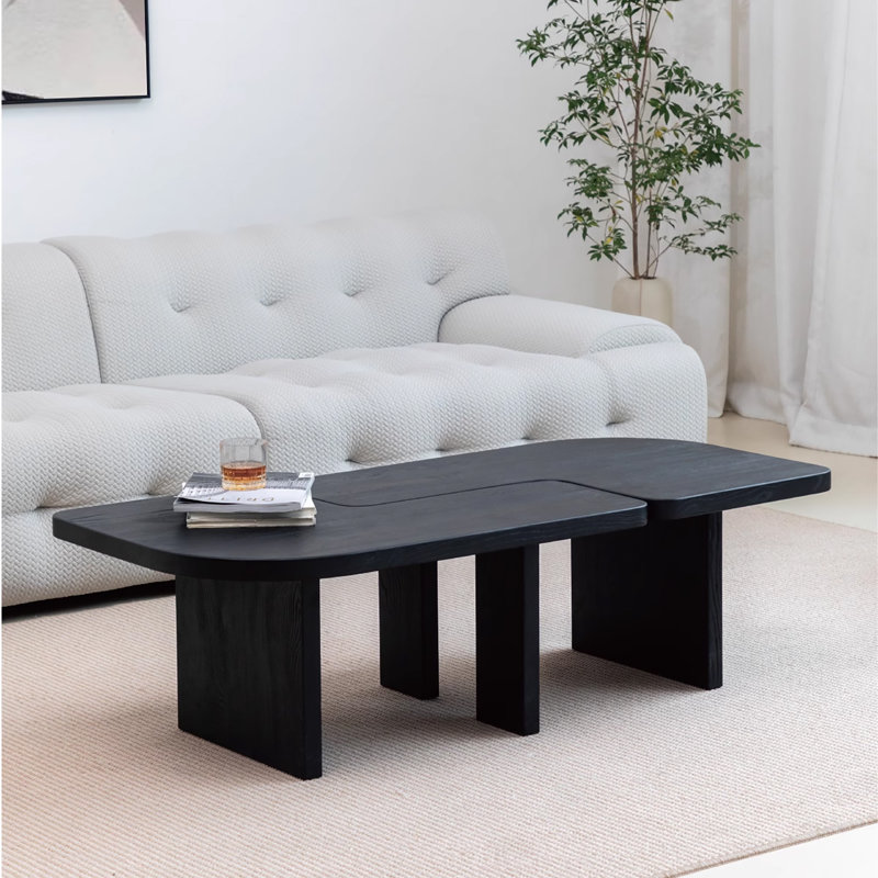 Wooden Modular Small Modern Coffee Table, Black