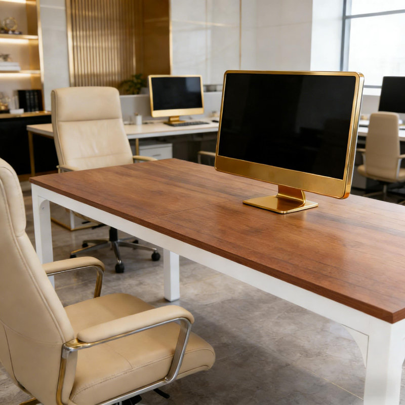 Rectangle Workspace Desk,Executive Desk,Computer Desk, Brown/White
