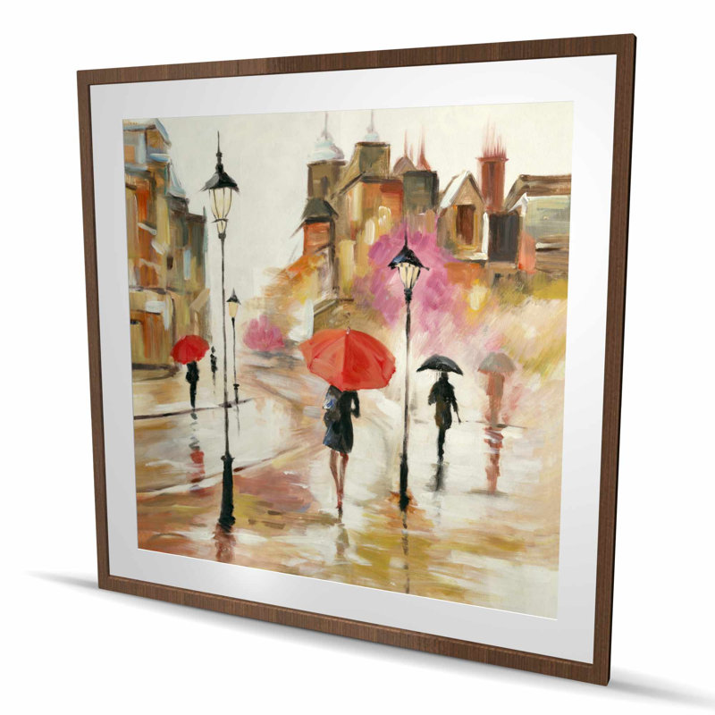 Passants sous leur parapluie - impression de salon romantique