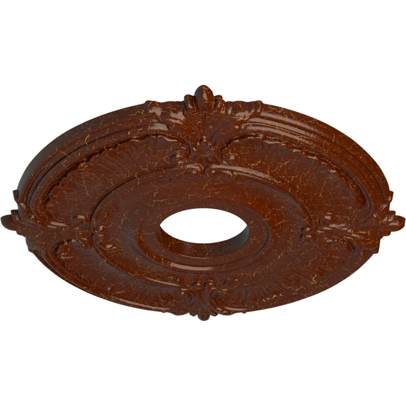 Endurathane Attica Ceiling Medallion, 18"OD x 4"ID x 5/8"P (Fits Canopies up to 5"), Hand-Painted Burnished Mahogany Crackle Finish