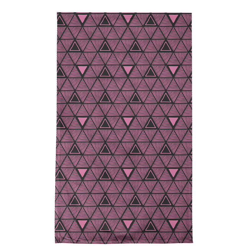 Torchon triangle dessiné à la main, Noir/rose, Polyester sergé
