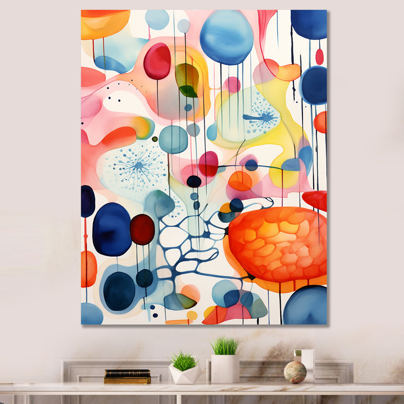Coloré géométrique Mid Century Shapes 3 - art mural géométrique, Toile tendue, H 44 po x l 34 po x P 1,5 po