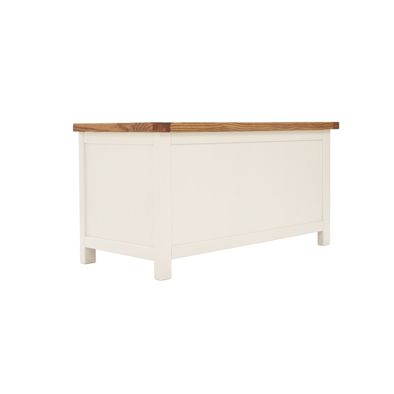 Wood Flip Top Storage Bench, Ivory with Waxed Top