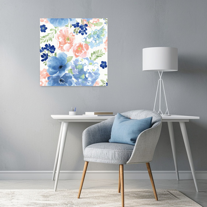 Motif botanique côtier, hortensia, art côtier, H 24 po x l 24 po
