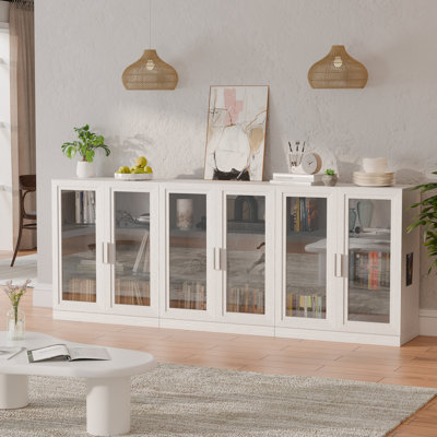 Buffet avec portes en verre et tablettes réglables