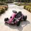 Kart de dérive électrique ajustable à siège de course avec structure en polypropylène et structure en acier, rose, L 45,25 po