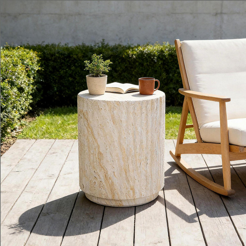 Table d'appoint d'extérieur Mgo, Beige/Yellow