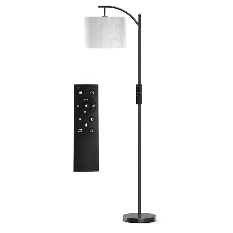 62" Arched Floor Lamp with Remote Control and Bulb Included, Black