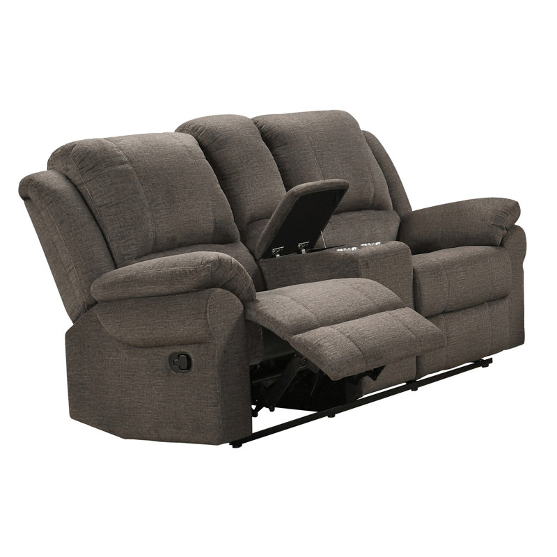 Causeuse inclinable avec console, chenille brune, Brown