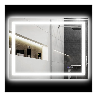Miroir de salle de bain à DEL avec lumières, miroir à DEL rétro-éclairé pour la salle de bain, anti-buée, mémoire, température de couleur infinie, miroir de meuble-lavabo mural à intensité variable, horizontal / vertical
