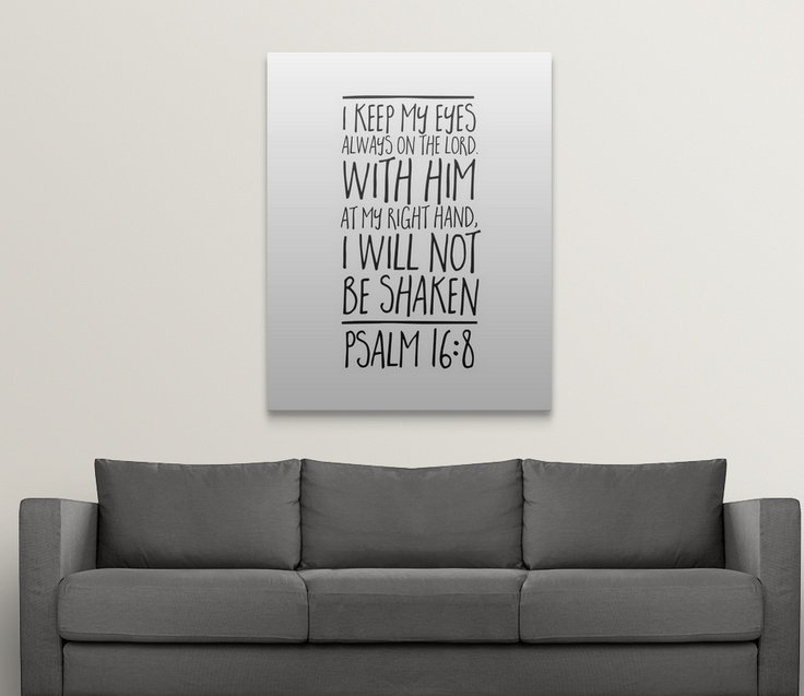 « psalm 16:8-scripture art », art textuel, H 20 po x l 16 po x P 1,5 po, Toile