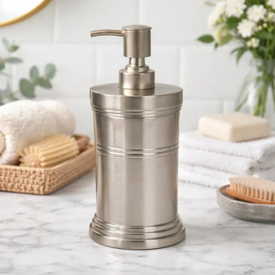 Distributeur de savon liquide en acier inoxydable avec finition étain brossé, multi-usage pour la salle de bain et la cuisine