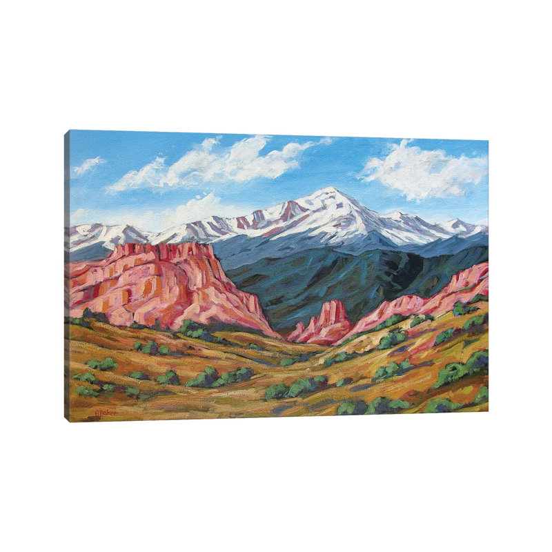 «Pike's Peak, Colorado» par Patty Baker - peinture sur toile tendue, H 12 po x l 18 po x 1,5 po