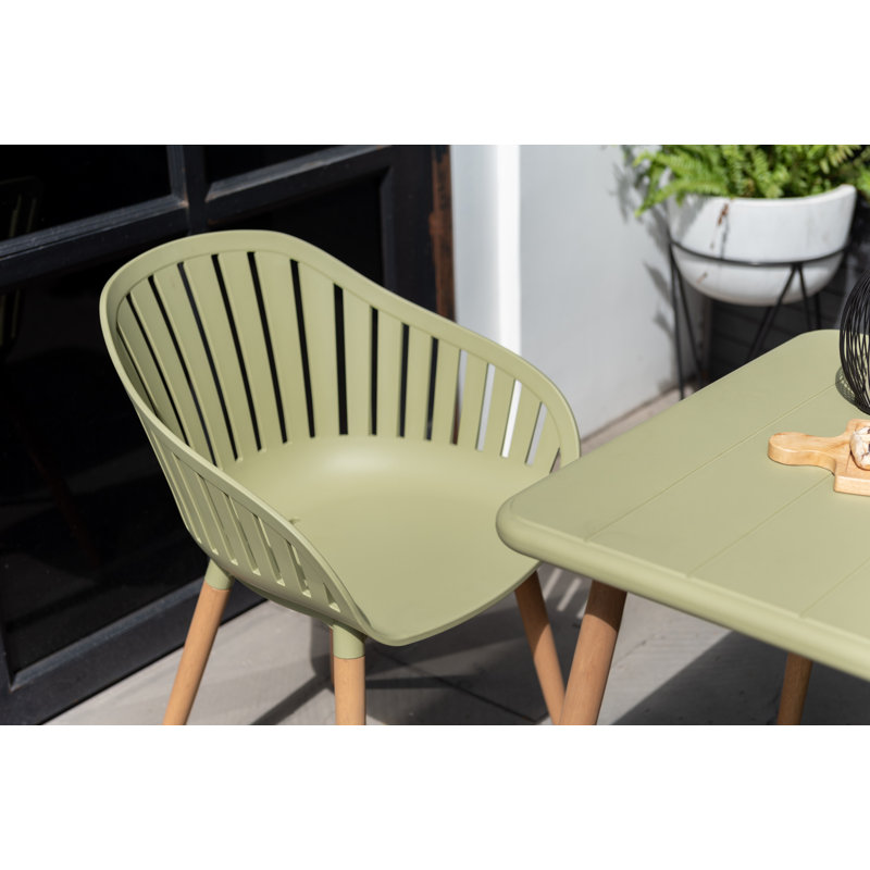 LifestyleGarden Fiji FSC Wood and Resin Outdoor Patio Honey Yellow Dining Table, Green