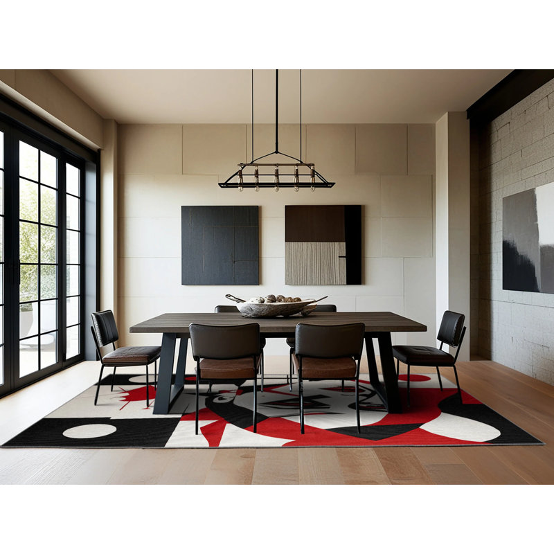Crimson Wave Rug, Rectangle 2' x 3'