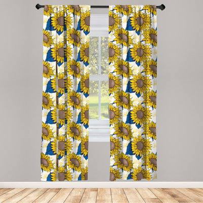  Floral Semi-Sheer Rod Pocket Curtain Panels