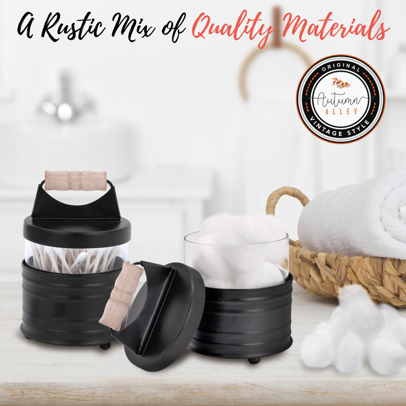 Black Galvanized Metal and Glass 4-Piece Bathroom Set