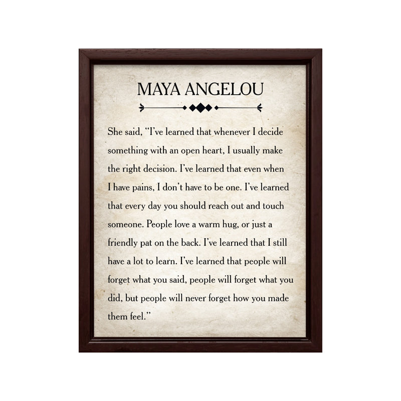 Maya Angelou, Canevas, H 11 po x l 14 po, Brown Framed
