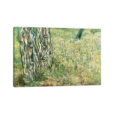 Tree Trunks In Grass, 1890, By Vincent Van Gogh by Vincent Van Gogh - Wrapped Canvas Painting