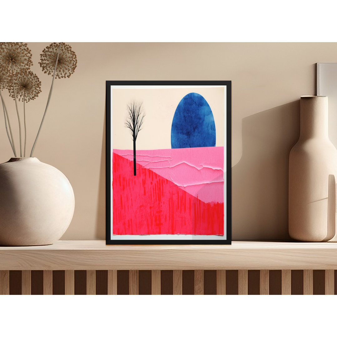 Abstract Landscape With Tree Design Home Wall Art Framed Poster