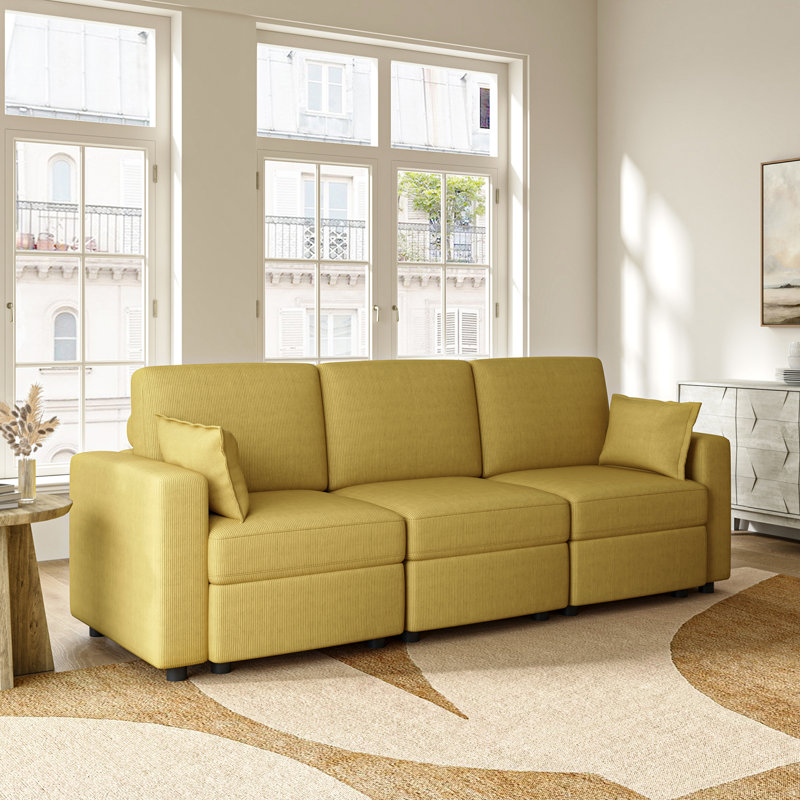 Canapé modulaire 3 pièces Vickey, Moutarde