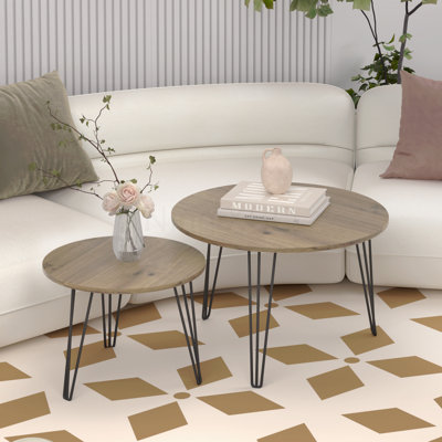 Round Metal Coffee Table Set Of 2 Living Room 27.56