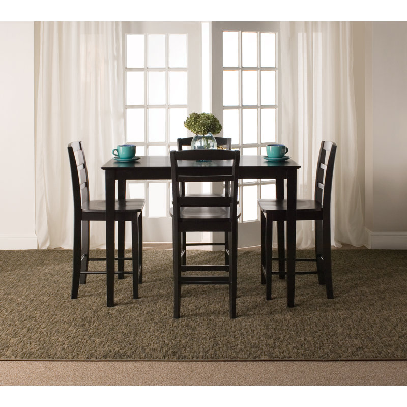 Meknassi 4 - Person Solid Wood Top Four Leg Dining Set, Black