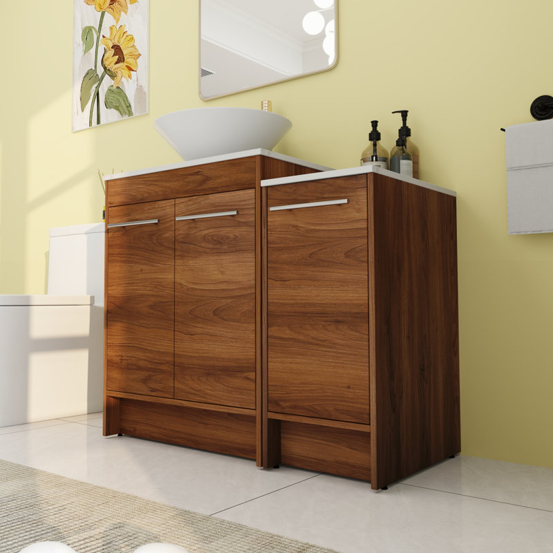 35.46'' Single Bathroom Vanity with Ceramic Top