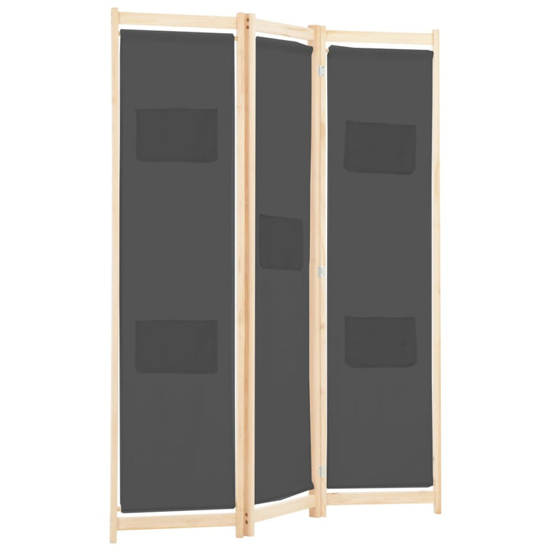 Rizzo 170cm H Folding Room Divider, 120 x 170cm, 3, Grey