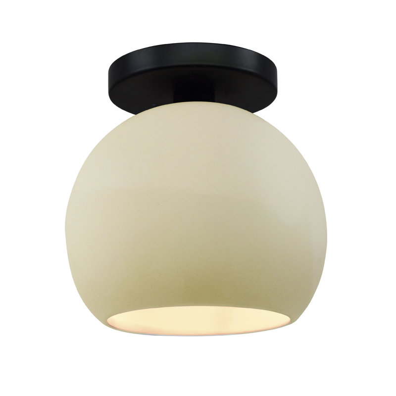 Plafonnier semi-encastré Radiance, H 9 po x l 10 po x P 10 po, Vanille lustrée, Noir mat