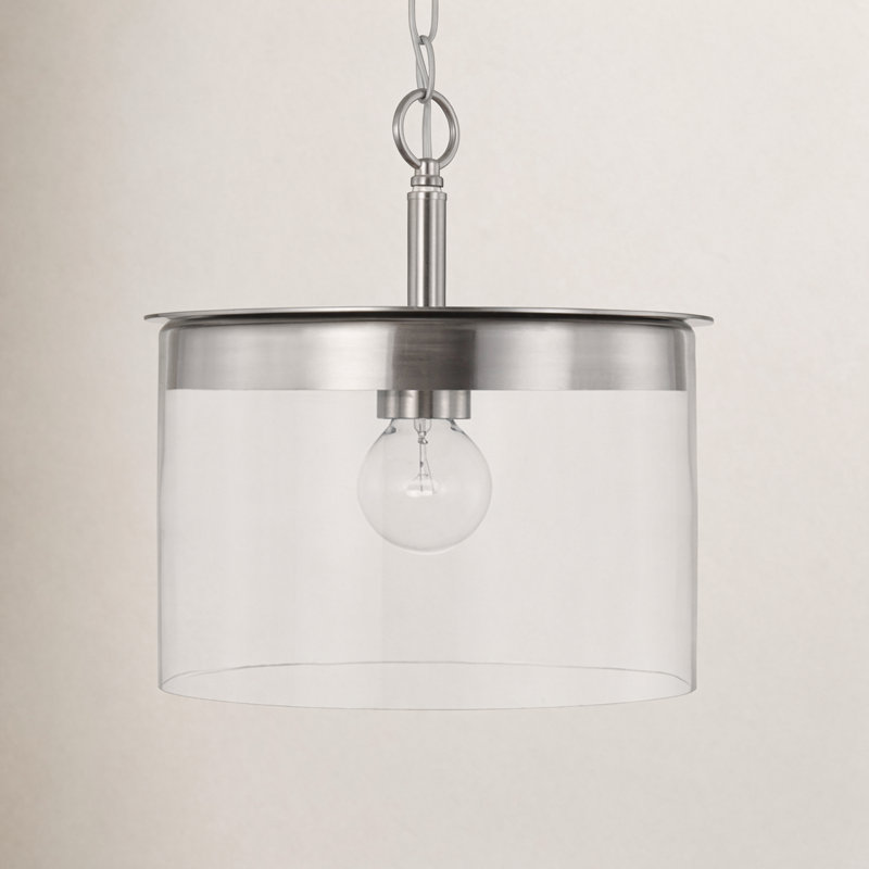 Akib Glass Semi Flush Mount, Brushed Nickel