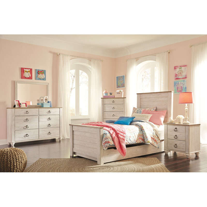Whitewashed Coastal Charm 2-Drawer Nightstand with USB Ports