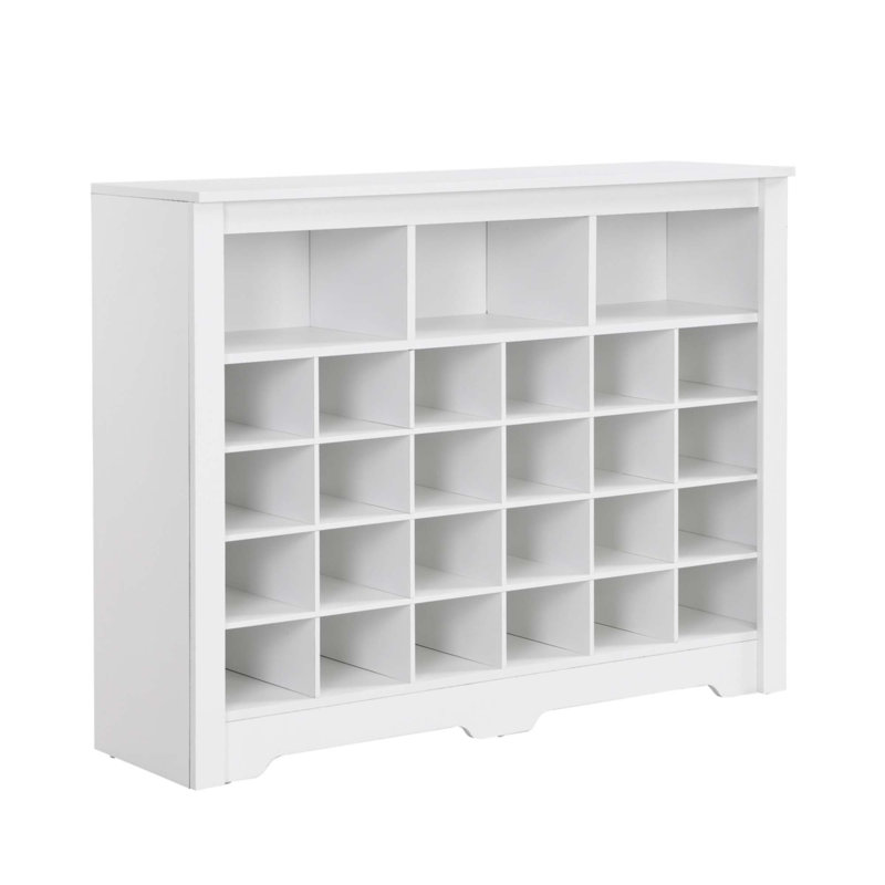 Sleek Design 24 Shoe Cubby Console, White