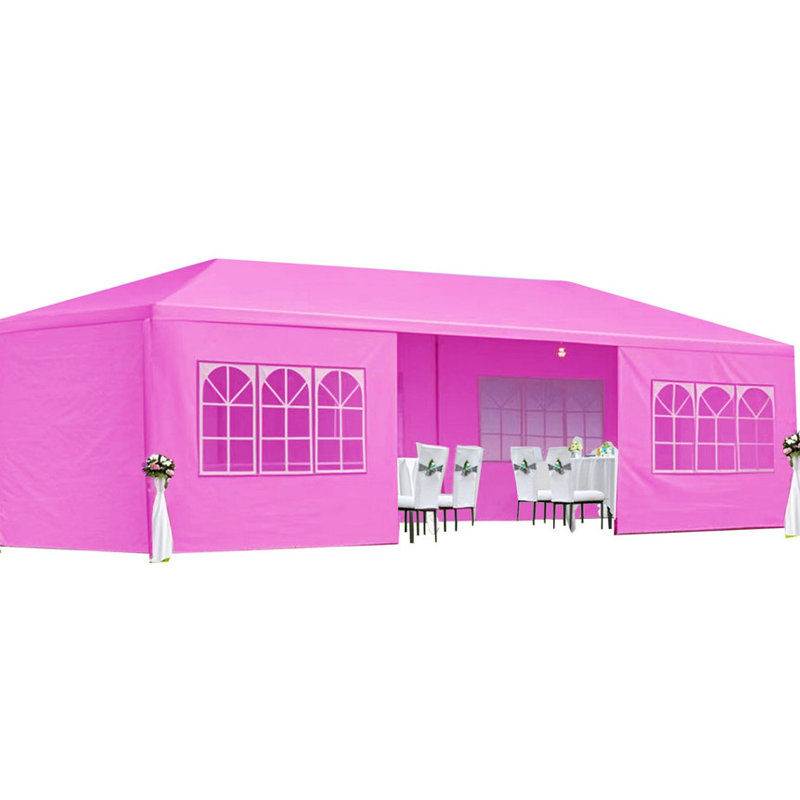 10x30' Wedding Party Canopy Tent Outdoor Gazebo with 8 Removable Sidewalls, Pink