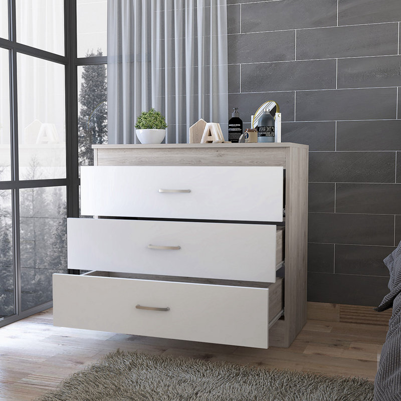 Commode 3 tiroirs Surry, Blanc