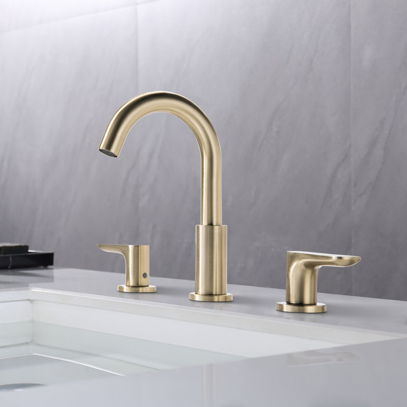 Brushed Gold 2-Handle Widespread Bathroom Faucet, Elegant look, Easy Installation