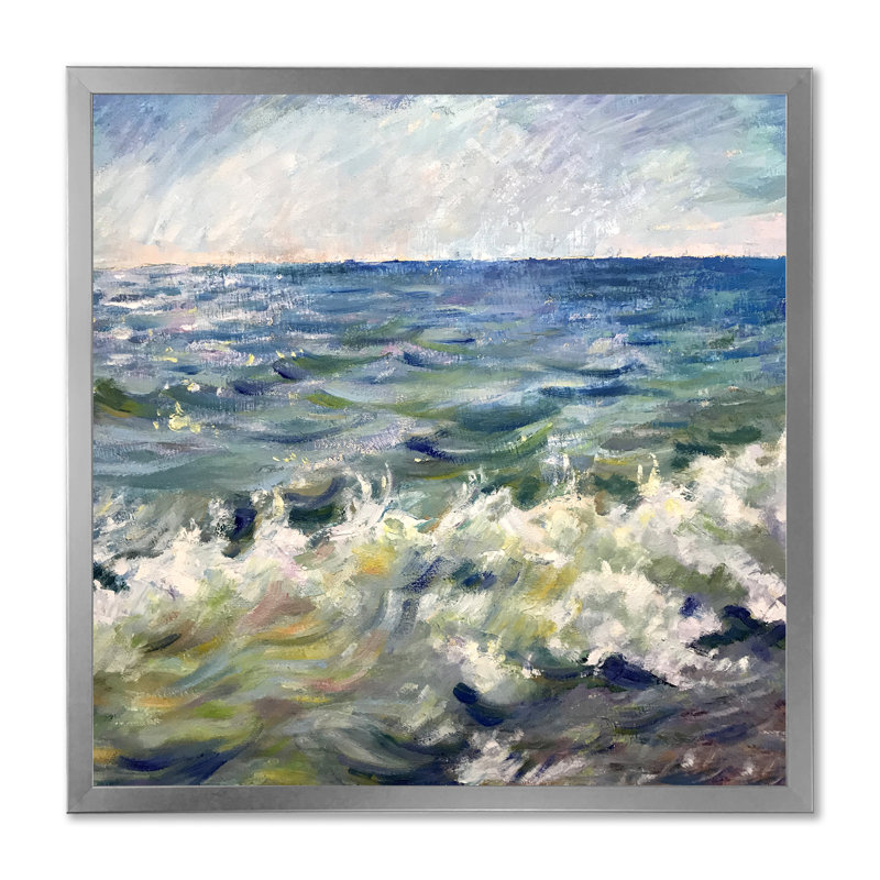 «Dreaming On Ocean Waves Beach II», reproduction d'art sur toile, H 16 po x l 16 po x P 1 po, Cadre photo argenté