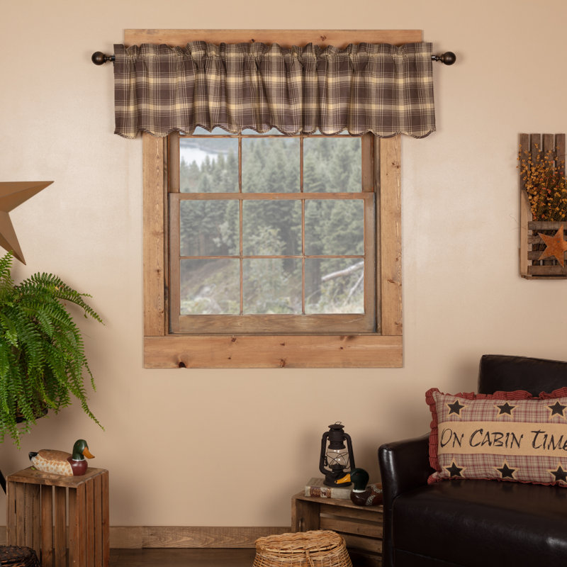 Castlekeep Cotton Plaid Tailored Window Valance, 16" H x 72" W