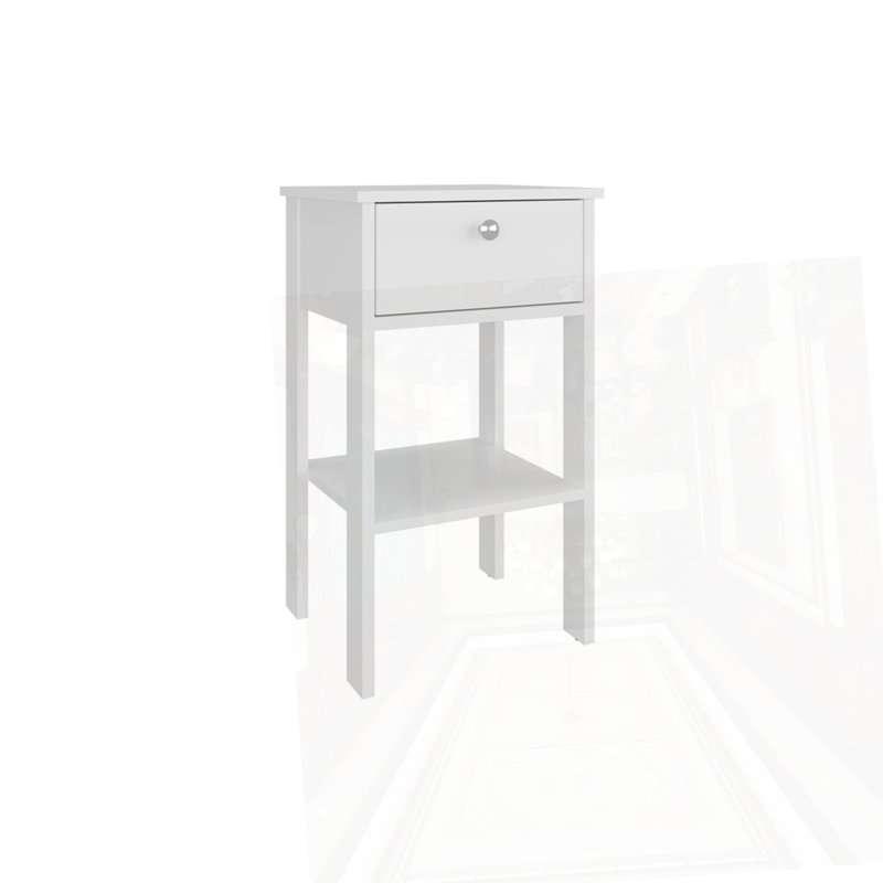 Table de chevet avec 1 tiroir, Blanc