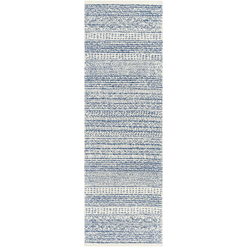 Abdera Hand-Tufted Wool Dark Blue/Ivory Rug, Runner 2'6" x 8'
