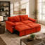 Canapé-lit convertible 73 po en velours orange avec matelas coulissant