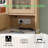 48" Fluted Vanity Desk with Comfortable Stool, Modern Glass Top Big Vanity Table with RGB 5 Drawers & Adjustable Shelves, Makeup Table with Charging Station, Oak-1608937220