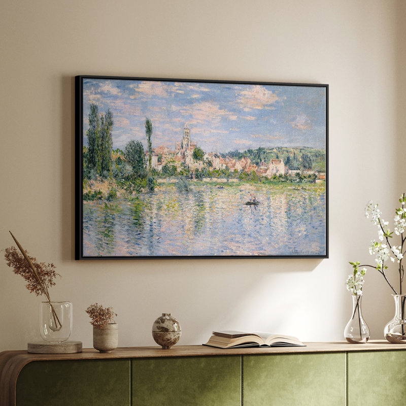 " Vintage Landscape - CXXV " Print, Black Floater Framed Canvas, 27" H x 41" W x 2" D