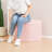 Collapsible Storage Ottoman Round with Tray Teddy Fabric Living Room Bedroom Ottoman with Storage-984372707