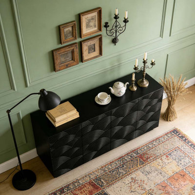 Buffet autoportant moderne à 4 portes avec rangement décoratif d'appoint