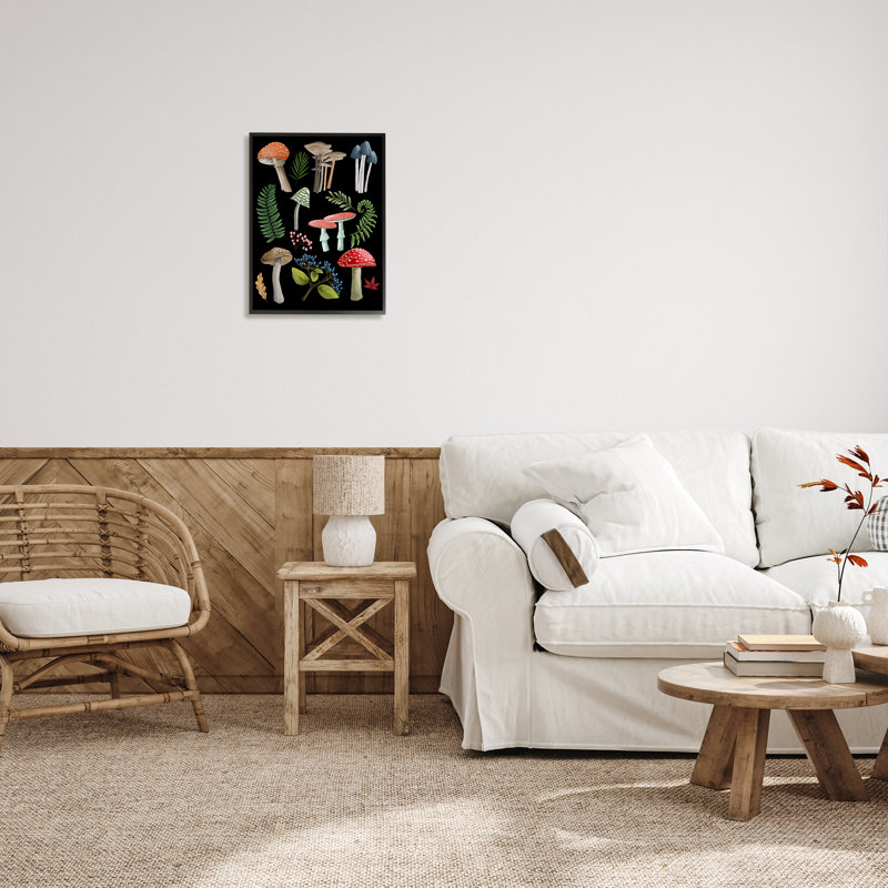 «Woodland Botanicals on Black», estampe numérique par Regina Moore, H 20 po x l 16 po x P 1,5 po, Giclée encadrée noir minuit